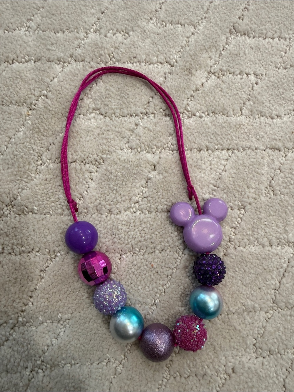 Kids Purple Bubble Bead Necklace - Cute Character Accent